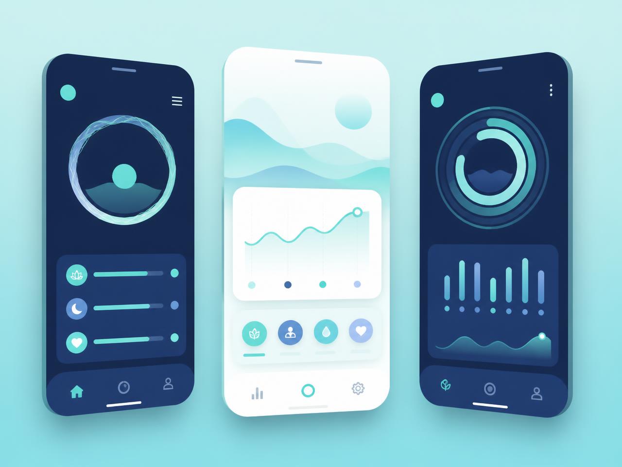 Roberto app screens showing check-ins, baseline and trends