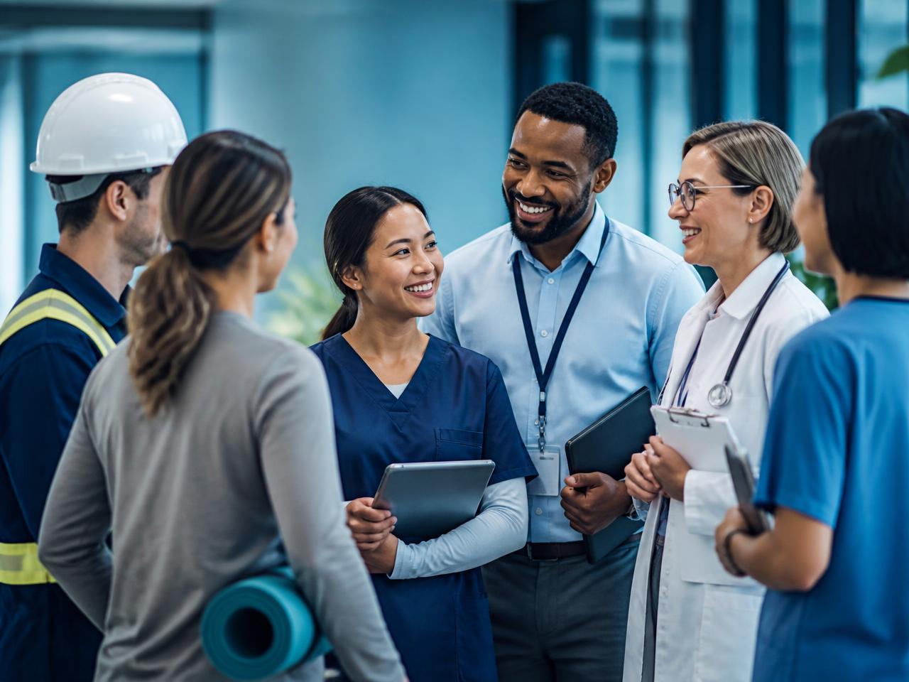 A team of workplace, healthcare and safety professionals collaborating